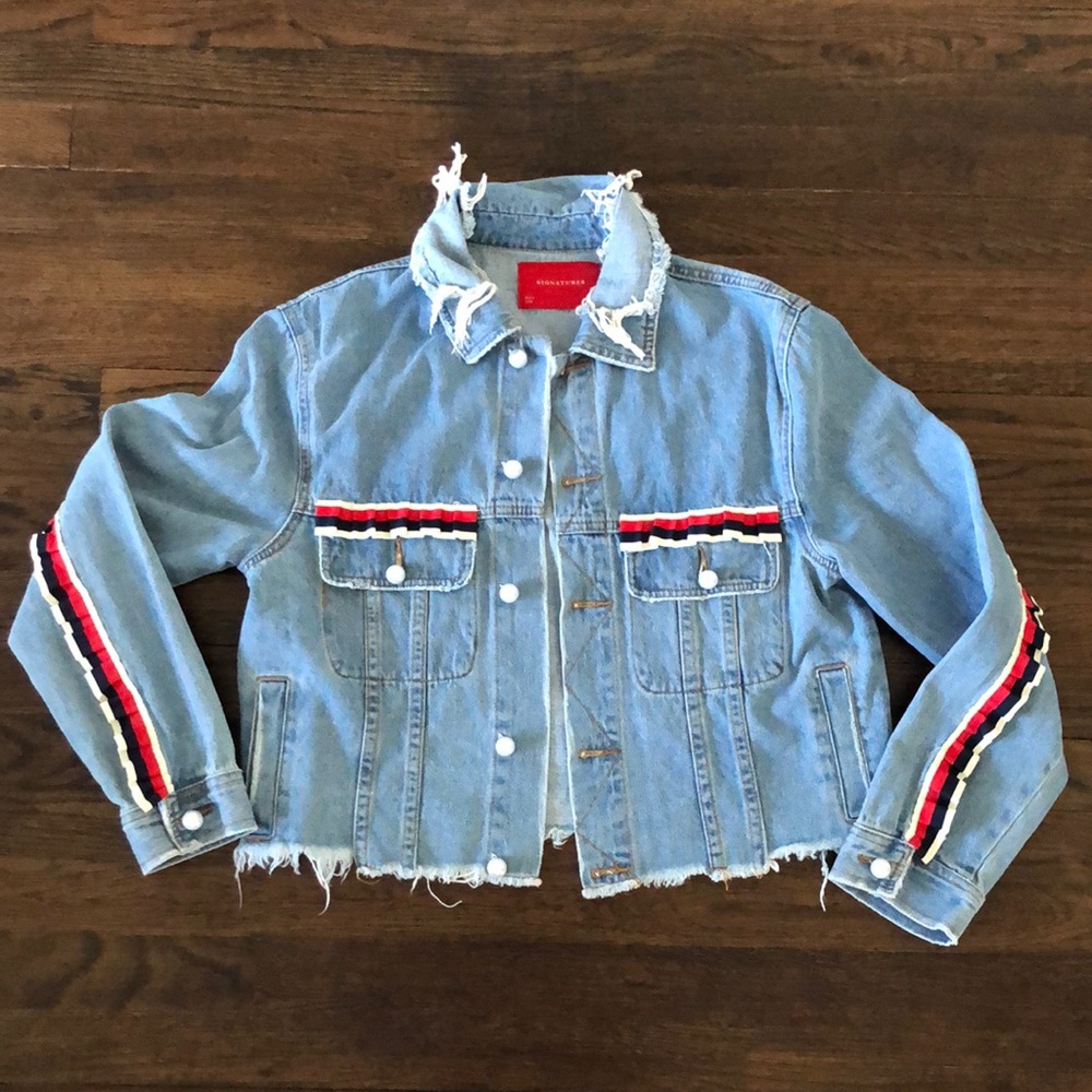 Signatures Distressed Jeans Jacket w/Pearl Buttons